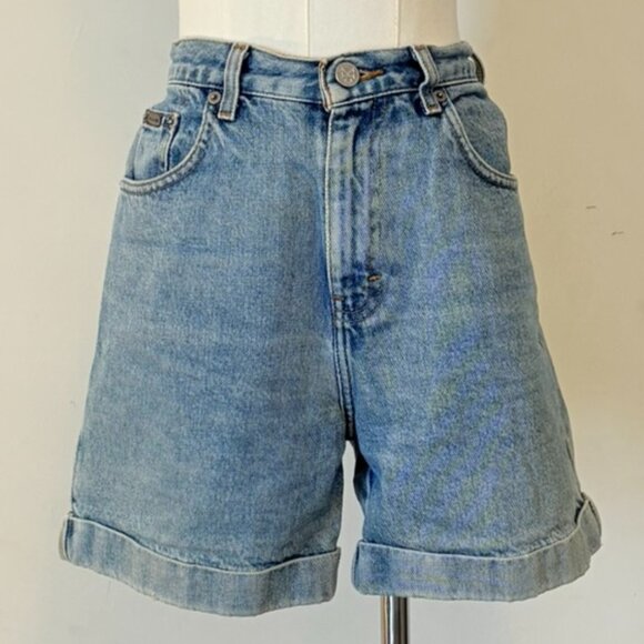 Calvin Klein Womens Size 4 Cuff Short Double Stone Wash Denim Shorts Vintage 90s - Picture 1 of 10